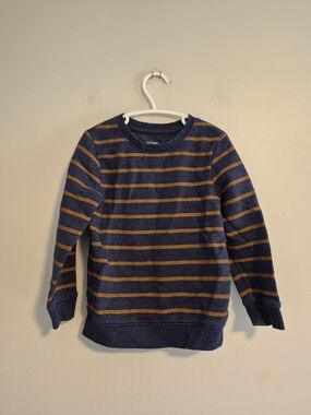 Cat & Jack 4t Navy and Brown Striped Crewneck Pullover Sweatshirt